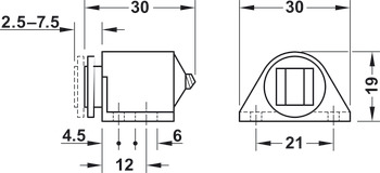Închizător magnetic, tragere 3.0–4.0 kg, pentru montare cu şuruburi, rotund