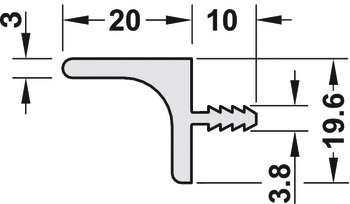Profil din aluminiu tip mâner pentru montaj în cant corp suspendat