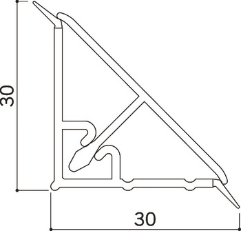 Profil antistrop triunghiular 30x30 mm, din 2 piese, înfoliat