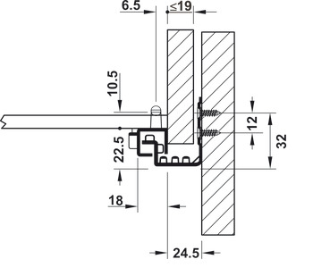 Glisiere sub sertar Häfele Matrix UM A25, extragere parțială, pentru materiale cu grosime ≤19 mm, capacitate portantă 25 kg, oțel, cuplaje fixare sertar cu reglaj 1D, cu mecanism amortizare și autoinchidere