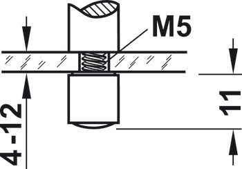 Suport pentru reling, sistem de reling, pentru 1 bară de 6 mm, piesă de capăt