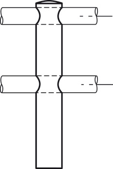 Suport pentru reling, sistem de reling, pentru 2 bare de 6 mm, stâlp de mijloc