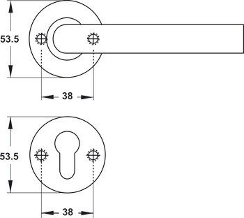 Set mânere cu rozetă pentru uşi de interior sau uși tehnice, Inox, Häfele Startec LDH 2171