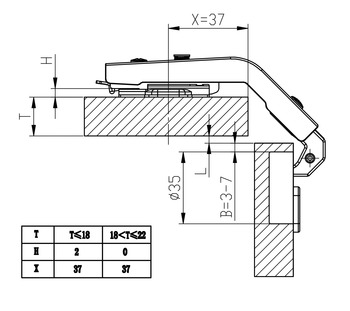 Balama Häfele Metalla M310 SM 135° pentru ușă corp de colț mobilier