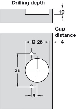 Balama cu braț scurt, Pentru uşi subţiri cu balamale începând de la o grosime de 12 mm