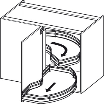 Ax cu înălțime reglabilă, extensie rotativă pentru dulapul de colț cu carusel, înălțime reglabilă