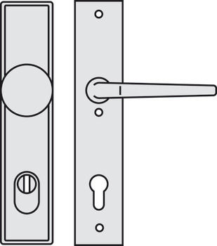 Set mânere de uşă, aluminiu, A91.12 SB5-LS, șild lung