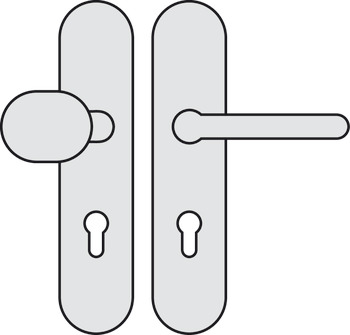 Set mânere de uşă, aluminiu, Hoppe, Paris 86G331/3310/138L(138) ES1 (rezistență la efracție)