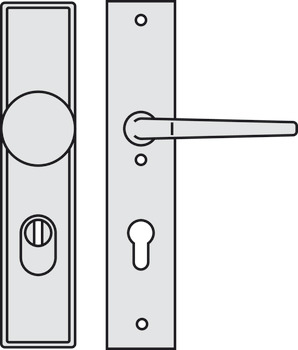 Set mânere de uşă, aluminiu, A91.12 SB5-LS, șild lung