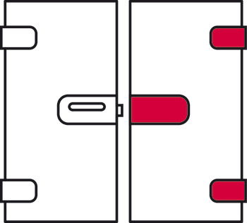 Set placă de închidere pentru ușă din sticlă, cu balamale din 3 piese