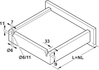 Glisiere sub sertar Häfele Matrix Runner UM S25, extragere parțială, pentru materiale cu grosime ≤ 16 mm, capacitate portantă 25 kg