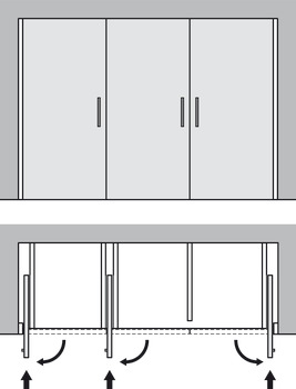 Mecanism pentru ușă glisantă pivotantă tip pocket door, Häfele Slido F-Park72 50A