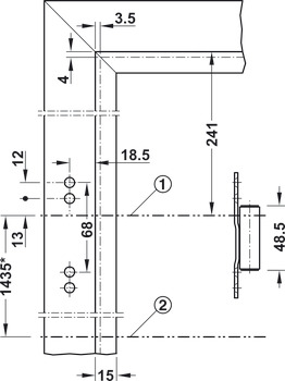 Balama inserată, parte de ramă, Simonswerk V 8000 WF ASR, Pentru montare ulterioară, pentru uși interioare cu falț sau fără falț de până la 70/80 kg