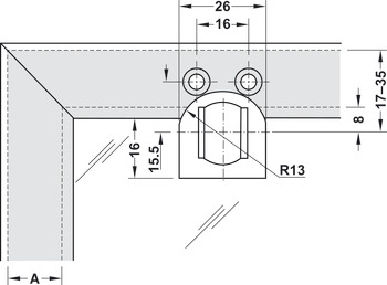 Piesă de blocare, Duomatic Push, Pentru profile de aluminiu cu lăţimea de la 17 la 35 mm