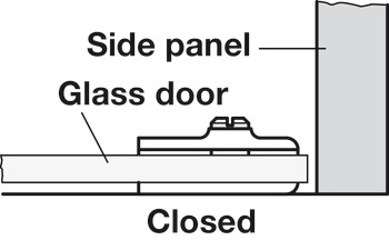 Balama pentru ușă de sticlă, pentru montarea uşii fără găurire în sticlă, lungime 34 mm