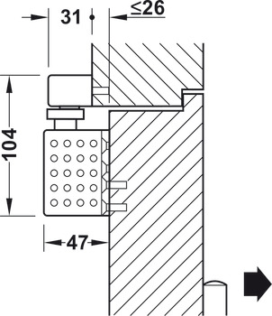 Închizător de ușă poziționat deasupra, TS 92 G Basic, construcție Contur, cu șină de ghidare, EN 1-4, Dorma