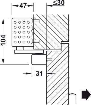 Închizător de ușă poziționat deasupra, TS 92 B Basic, construcție Contur, cu șină de ghidare, EN 1-4, Dorma