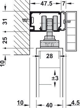 Sistem de uşi glisante, Eku Porta 60/100 HC, set