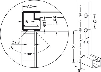 Adaptor, Pentru uşi cu basculare verticală cu cadru din aluminiu de 20 mm