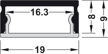 Profil designer pentru montare pe suprafaţă, Înălțime totală: 9 mm