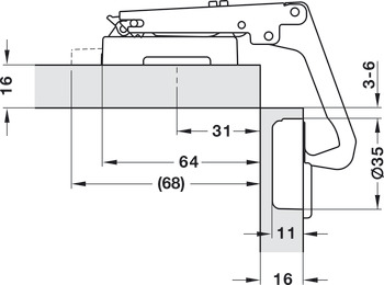 Balama aruncătoare, Duomatic 70°, montare aplicată, pentru utilizare unghiulară
