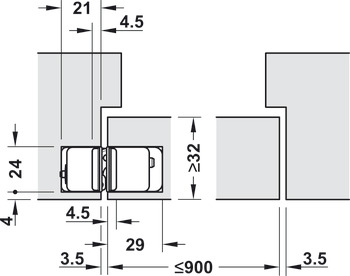 Balama pentru uşă, Startec H12 S, ascuns, Pentru uși de interior fără falț de până la 60 kg