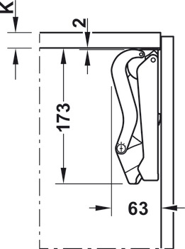 Mecanism Häfele Free Space 1.11 pentru ridicare front din lemn/PAL/MDF sau ramă aluminiu