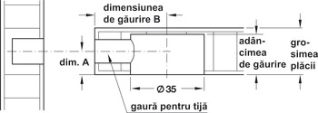 Bolț cu capăt turtit, Sistem Maxifix, pentru gaură zăvor de 8,4 mm