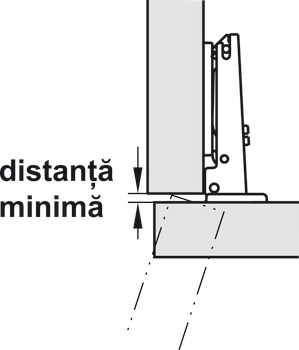 Balama aruncătoare, Häfele Duomatic 94°, pentru uşi groase şi profilate de până la 35 mm, montare aplicată