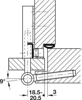 Balama inserată, piesă aripă, Simonswerk V 0020, Pentru uși interioare fără falț de până la 40 kg