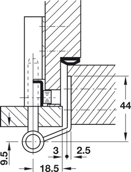 Balama inserată, piesă aripă, Simonswerk V 0087 WF, Pentru uși de interior fără falț de până la 70 kg