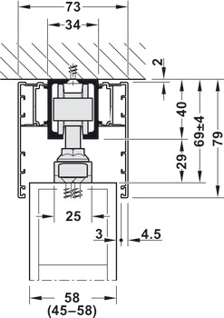 Sisteme de uși glisante, pentru uși interioare, Set de montaj pentru 1 uşă, HAWA-Junior 80