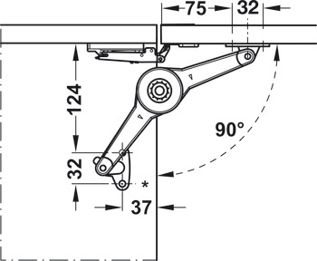 Mecanism Duo Standard, set pentru ușă corp superior 90° sau pentru ușă tip bar 90°