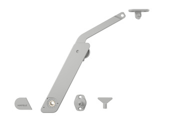 Mecanism Free Flap H 1.5 pentru ridicare front din lemn/PAL/MDF, sticlă sau ramă din aluminiu, suport și braț din plastic